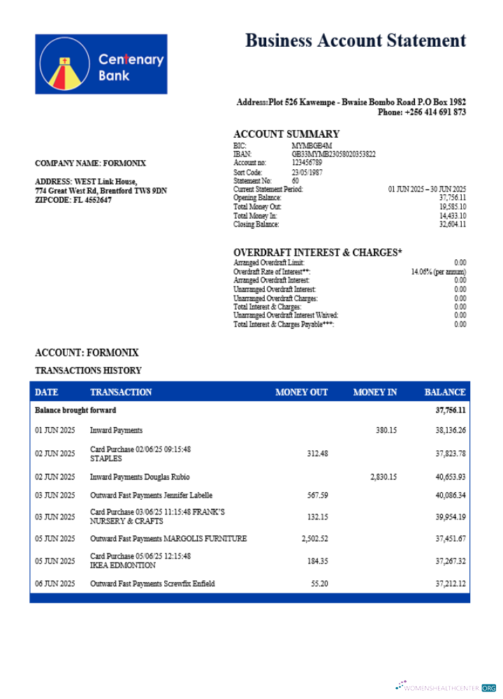 Download Uganda Centenary organization statement Word and PDF template Photoshop template